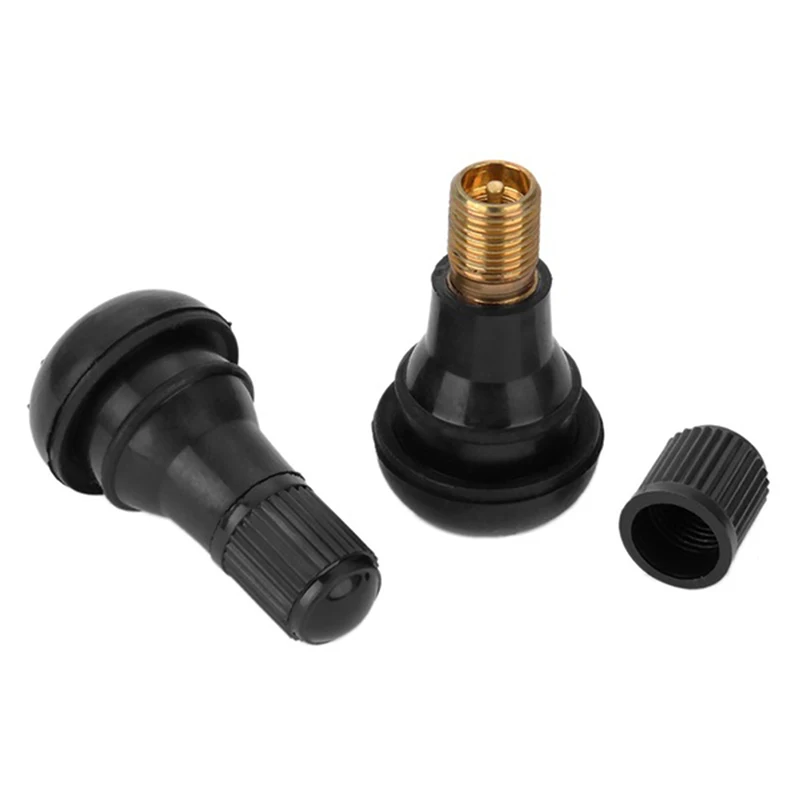 4PCs/set Black Universal Valve Stems With Dust Caps Tyre Rubber Valves Car Chrome Tubeless Car Wheel Snap-in Tire