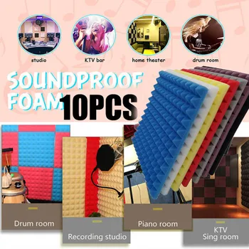 

Newly 10Pcs Soundproof Foam Studio Acoustic Foam Sound Absorption Treatment Panel XSD88
