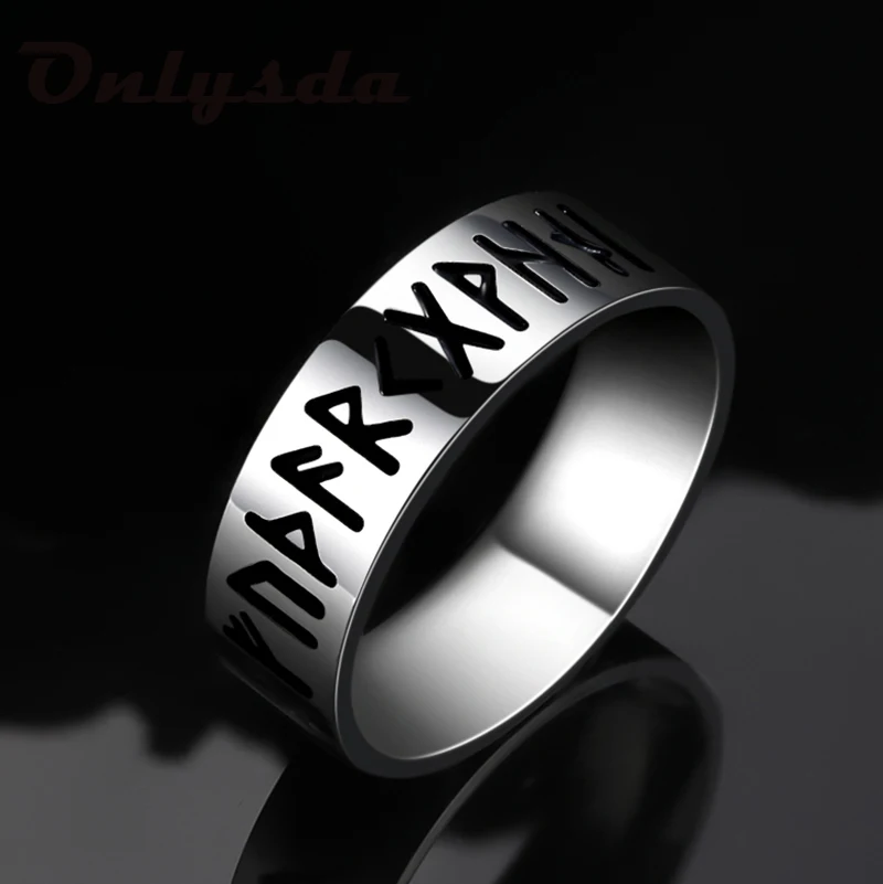 Onlysda316LStainless steel Odin Norse Viking Amulet Rune Men Ring Fashion Words Retro Rings Jewelry Couple Valentine's days Gift - Image 3