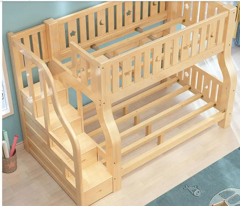 Children's bed upper and lower beds double bunk bed solid wood mother and child adult two storey high low pine stagg
