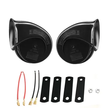 

Hot New 2 Pcs Car Horn Black Universal 12v Loud Dual-tone Snail Electric Horn 140db for Car Truck Motorcycle