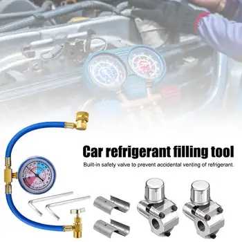 

3pcs BPV31 Bullet Piercing Tap Valve Kits U-Charging Hose Refrigerant Tap With Gauge R134a Can To R12/R22 Port AC 1/2