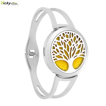 

Tree Bracelet Aromatherapy Essential Oils Diffuser Locket Bangle 316L Stainless Steel drop shipping