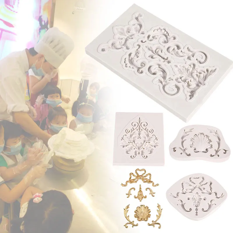 3D старинные Scoll силиконовые формы для торта домашний декор паста барокко Sugarcraft выпечки