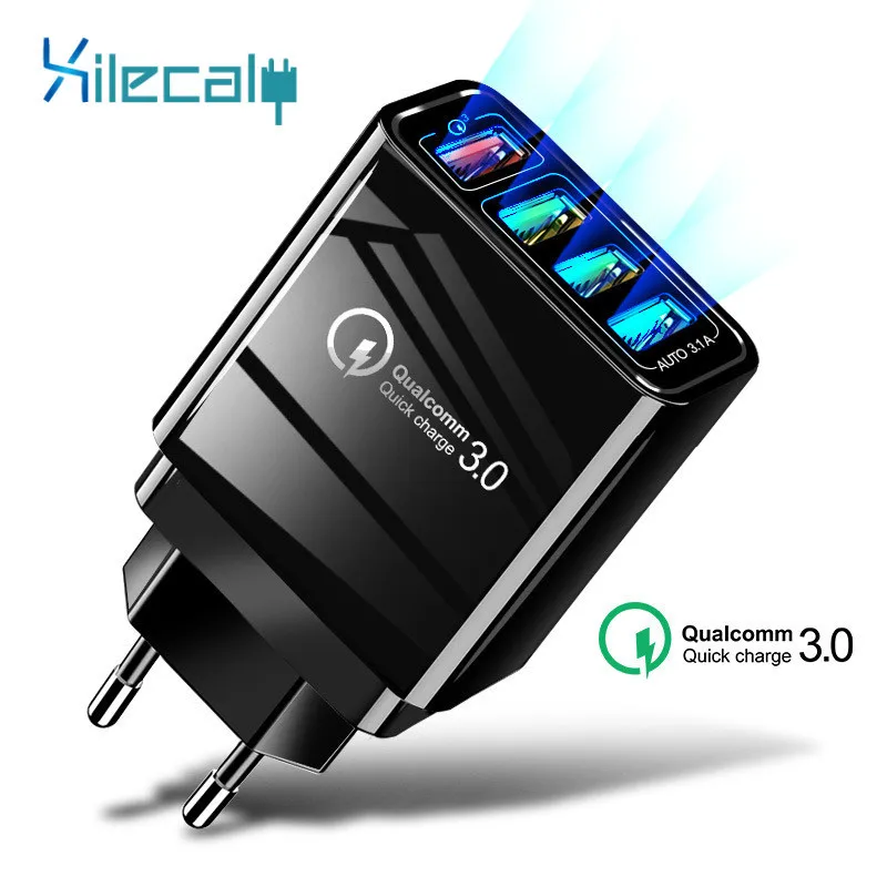 4 USB порта Быстрая зарядка 3,0 USB зарядное устройство для iPhone X 8 EU US настенное зарядное устройство Быстрая зарядка для samsung Note10 S9 S8 для huawei P30