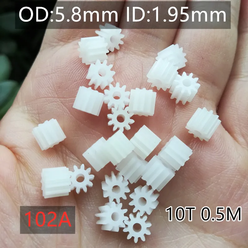 

Free Shipping 10pcs 102A 0.5M 10T Pinion Gear Modulus 0.5 10 Tooth Teeth Plastic Gear Motor Spare Parts Toy Model Accessories