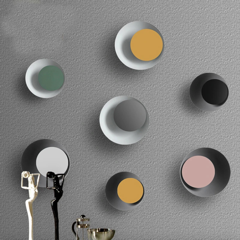 

D26cm Nordic Simple Round LED Sconces Light 300 Degree Rotating Wall Lamps Living Room Bedside Wall Lamp Art Decor Fixtures