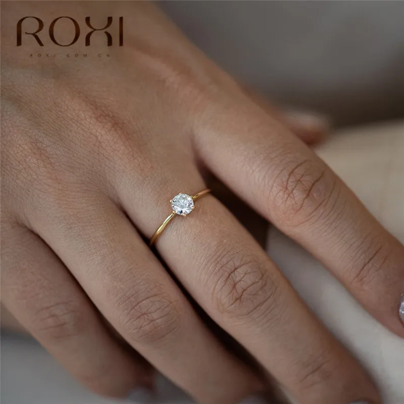 ROXI модные классические шесть крапанов AAA циркон обручальные кольца для женщин ювелирные изделия Изящные женские кольца для помолвки Кристалл кольцо подарки
