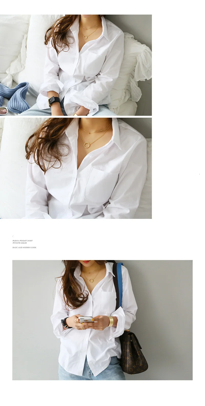 RICORIT весенние Блузки Женская белая рубашка женская блузка с одним карманом с длинным рукавом модная повседневная OL с отложным воротником Свободный стиль Топ