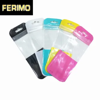 

300Pcs 6*18.5cm Self Seal Zip Lock Colorful Plastic Packaging Bag with Hang Hole Data Line Electronics Retail Storage Zipper Bag