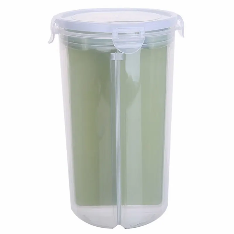 Рис бобы Stoarge Jar с крышкой уплотнения 4 решетки Холодильник Хранения Пищи Контейнер пластиковый кухонный ящик для хранения - Цвет: large green
