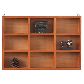 

6/9 Grids Vintage Desktop Organizer Wooden Case Multifunctional Storage Cabinet Wall Hanging Box For Home Store Room Office
