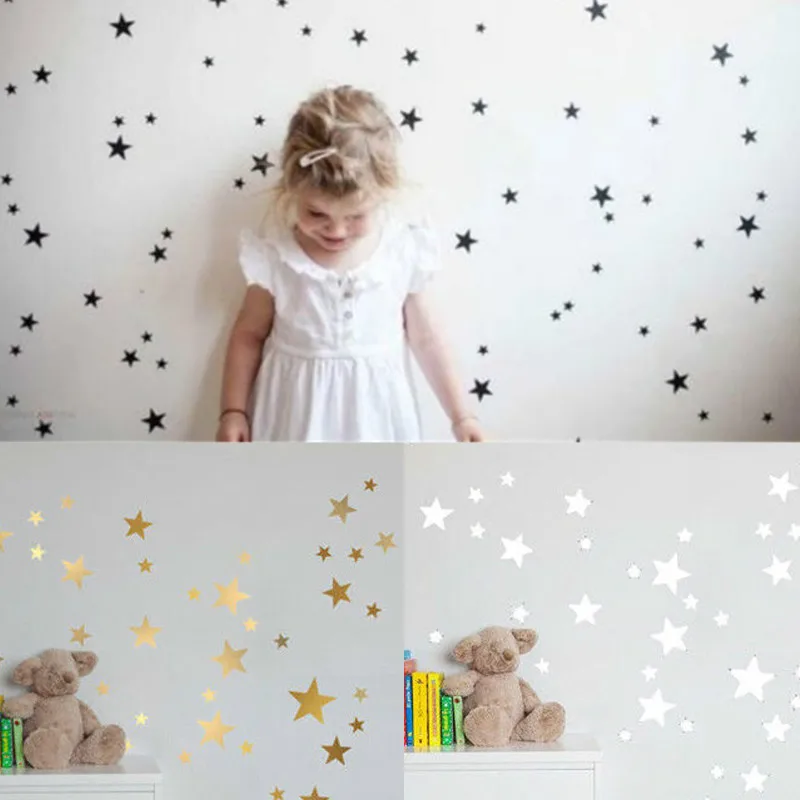 

2pcs Star Wall Stickers for Kids Room PVC Removable Decal Children Baby Nursery Bedroom Mural Home Decor