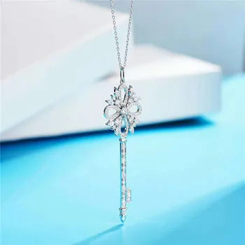 

The classical charm zircon High quality zircon snowflake key S925 Necklace Women Luxury brands Jewelry Logo Valentine Day gift
