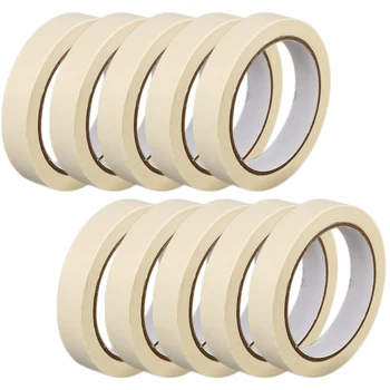 

10 Rolls Writable Strong Adhesion White Masking Tape for Labeling Painting Packing Home Office School Use 30m\\\/98.43ft