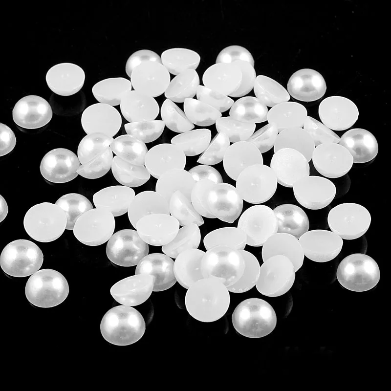 

200pcs 4/6/8/10/12/14mm White Half Pearl Beads DIY Imitation Garment Beads Pearl ABS Half Round Beads Craft Scrapbook Beads