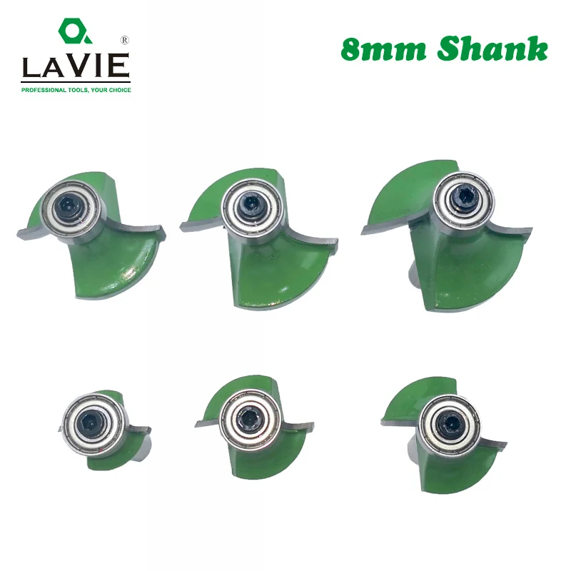 LAVIE 1pc 8mm Corner Round Over Router Bit with Bearing for Wood Woodworking Tool Tungsten Carbide Milling Cutter MC02022