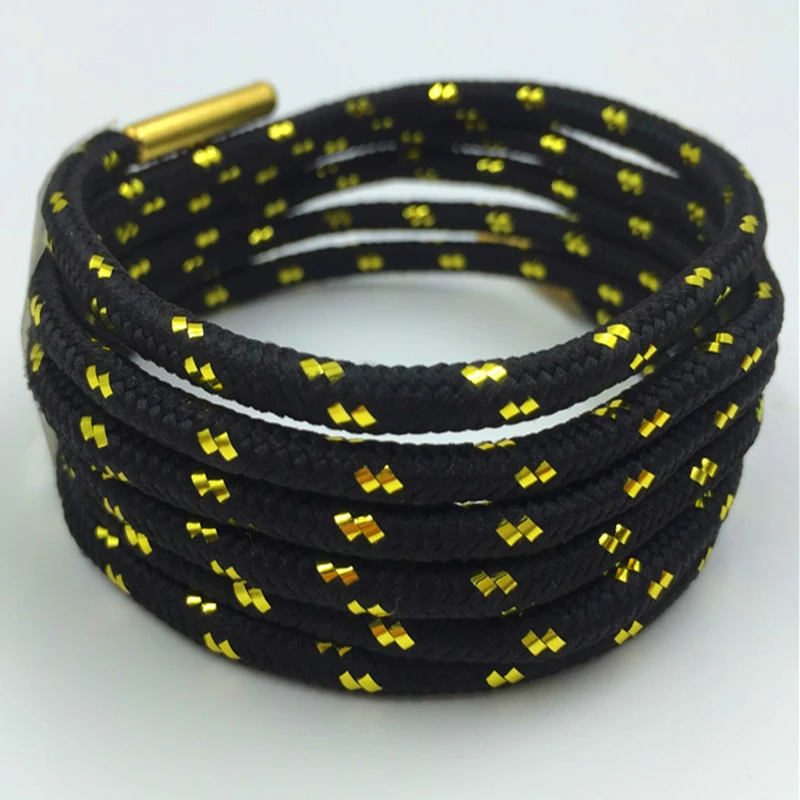 Hot Weiou Metal Tips Sports Athletic Colored Boot Laces Awesome Metallic Gold Shoelaces White Round Shoestrings Trainer Laces