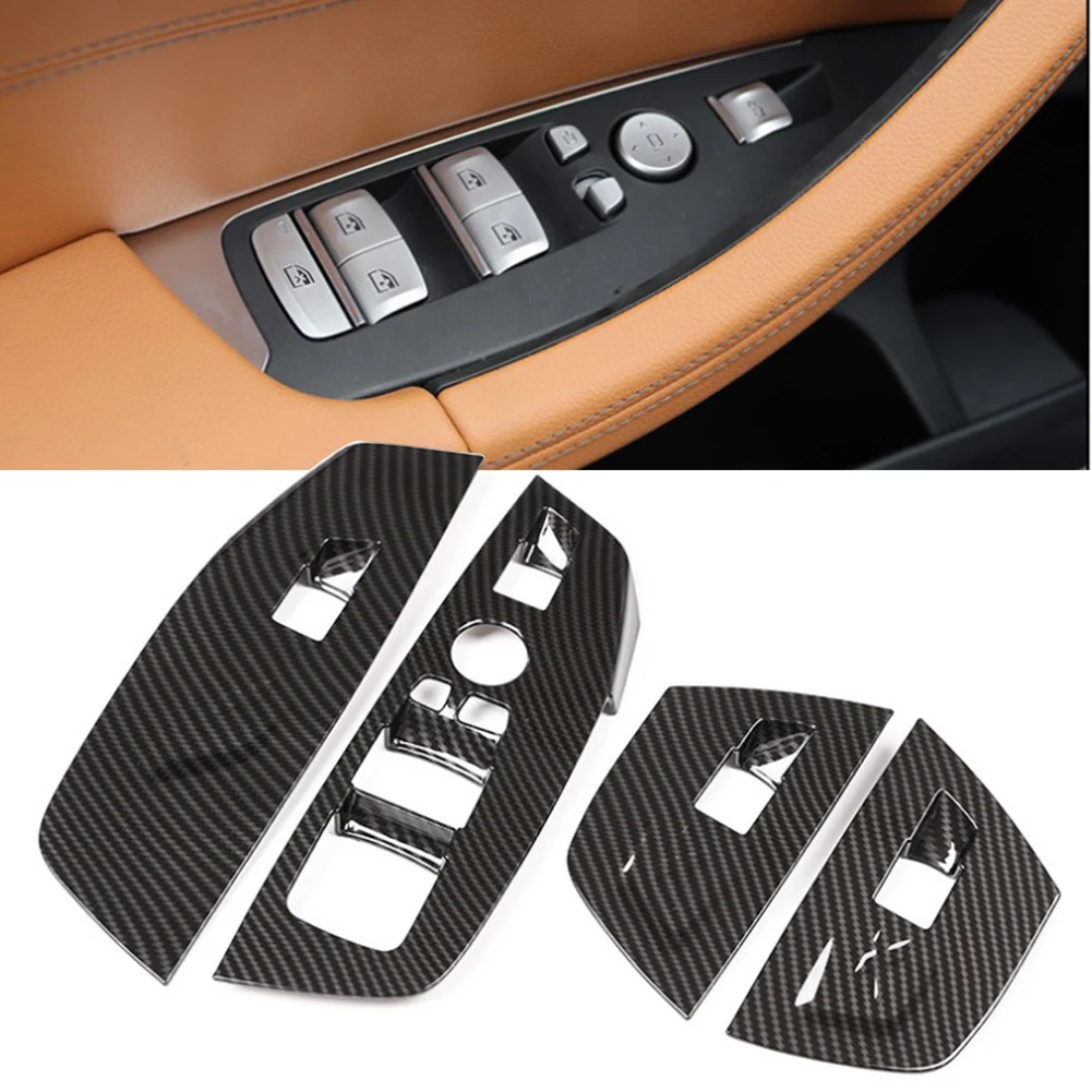 For BMW X3 X4 G01 G02-Inner Door Window Switch Carbon Fiber Look Trim Cover LHD