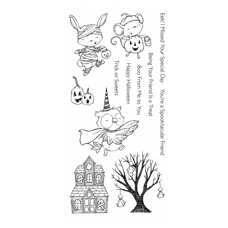 

New 2019 Metal Cutting Dies and In Scrapbooking For Paper Making Spooktacular Friends Embossing Frame Card Craft Clear Stamp Set