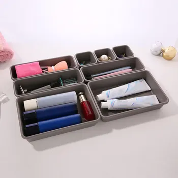 

8pcs/set Plastic Organizer Box Home Office Storage Kitchen Bathroom Closet Desk Box Drawer Organization Tray Separate Tool