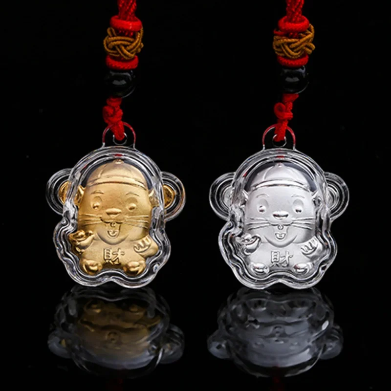 Позолоченное Новогоднее ожерелье с мышкой и крысой, подарок на подарок, сувенир, китайский год, подарки на удачу, Зодиак, серебро, на удачу