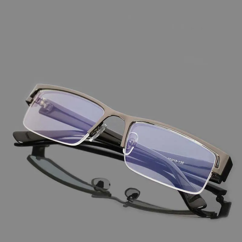 Myopia Glasses Optical Glasses Eyeglasses Frames Eyeglass Frames Square Eyeglasses Stainless Myopia Glasses Men Eyeglasses Women Half Metal Spectacles Eyeglass-0.5-1.0-1.5-2.0-2.5-3.0-3.5-4.0