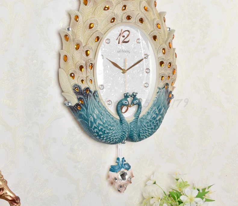 Настенные часы Павлин гостиная часы в европейском стиле украшения часы креативная Мода немой стол художника часы скандинавские часы