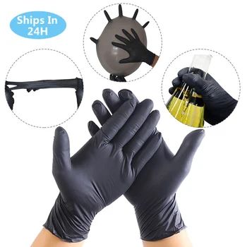 

20/100PCS Black Disposable Gloves Latex Dishwashing/Kitchen/ /Work/Rubber/Garden Gloves Universal For Left And Right Hand
