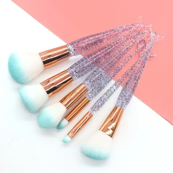 

Mermaid 10pcs Makeup Brushes Set Crystal Handle Foundation Blending Powder Crease Make Up Brush Cosmetic Tools