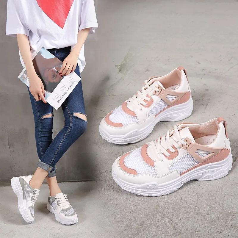 

Breathable Athletic Shoes 2018 Summer New Style Korean-style Harajuku Versatile Ulzzang Mesh Athletic Shoes Female Tennis Shoes