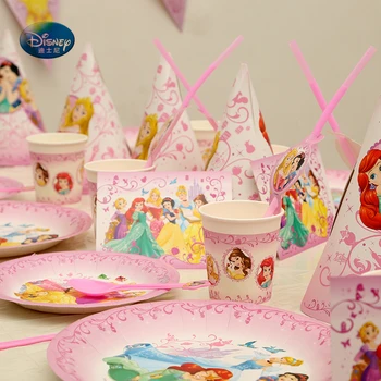 

Princess theme High-quality Tableware Set Total 37pcs Cup+Gift bag+Tablecover+Plate Children Birthday Party Decorations Supplies