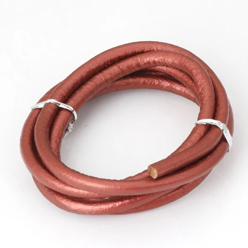 Olingart Dia 1.5/2/3/4/5/6mm Black/Natural/Brown/Glaze Leather Round Cord String Rope For Necklace Bracelet DIY Jewelry Making Pearl red 016