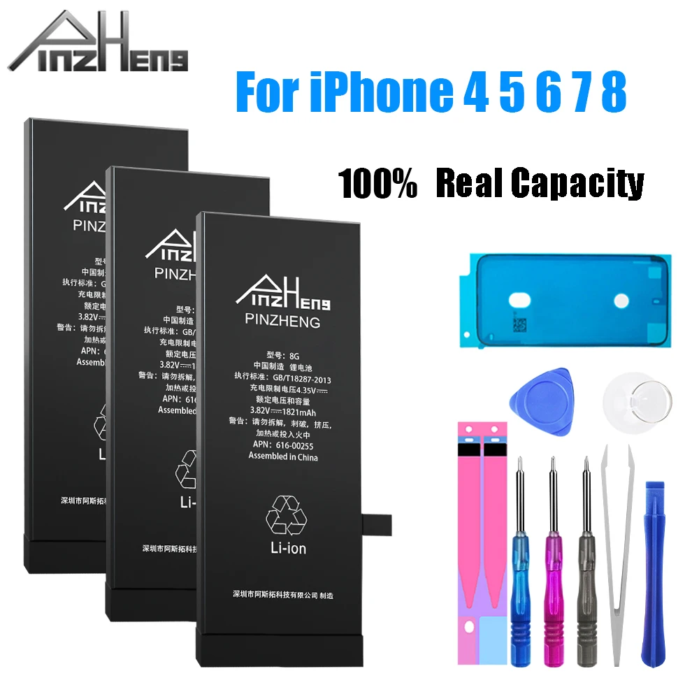 Аккумулятор PINZHENG с реальной емкостью для iPhone 4G 6G сменная батарея 7G 8G мобильный