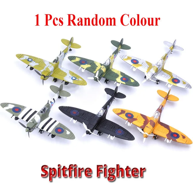 DIY военная модель Spitfire Fighter, Наборы игрушек для детей, сборные строительные самолеты, литые под давлением, развивающие игрушки для мальчиков, детский подарок - Цвет: SB0042