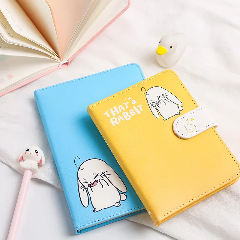

A6 Portable Cute Buckle Coloring Notebooks and Journals Kawaii Rabbit Hand Book Diary Notebook Planner Agenda Bullet Journal