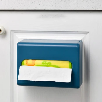 

Punch Free Traceless Tissue Holder Wall-Mounted Tissue Box Napkin Box Tissue Storage Box Container Blue White