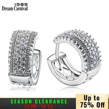 DreamCarnival 1989 Новое поступление маленькие серьги-кольца для женщин родий цвет половина белый кубический цирконий Букле д 'ореиль SE24113