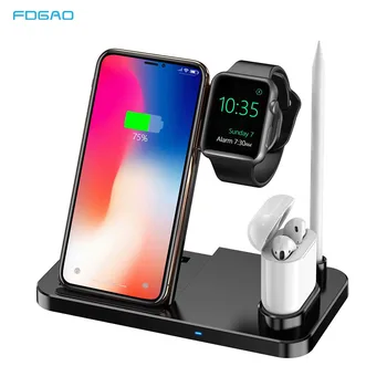 

FDGAO 10W Fast Wireless Charger 4 in 1 Charging Dock Station Stand For Apple Pen Watch 4 3 2 1 Airpod For iPhone X XR XS MAX 8