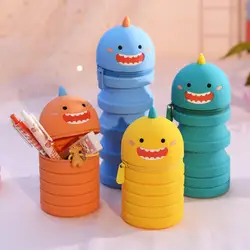 3D Retractable Silicone Cute Pencil Case Stationery Storage Pencil Bag dual Coin Purse Key Wallet Promotional Gift Stationery
