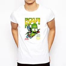 Pickle Rick, Мужская футболка, летняя мода, высокое качество, футболка, повседневная, белая, с принтом, с круглым вырезом, мужские футболки, MR9195