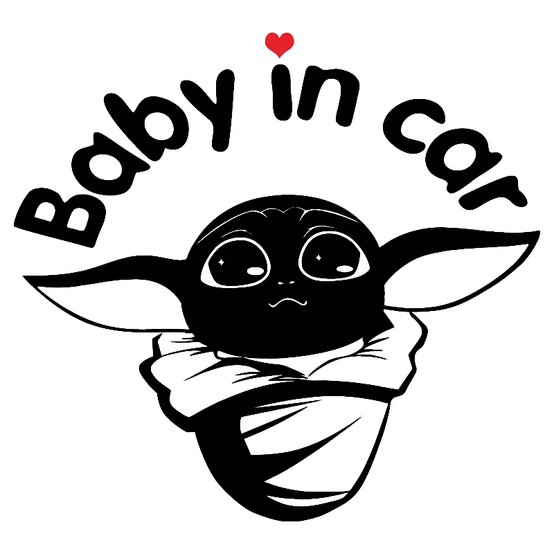Baby Yoda Figure 'Baby In Car.On Board.Kid Inside' Star Wars Stickers Car Window Computer Waterproof Fashion Sticker 15cm*15cm