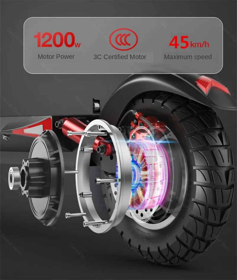 Daibot Off Road Electric Skateboard Foldable Two Wheeled Electric Scooters Dual Motor Electric Scooters Adults 1200W 48V 45KMH (1)