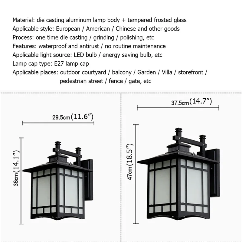 Lâmpada de Parede ao ar Arandelas à Prova Decorativa para Casa Outela Livre Clássico Retro Preto Iluminação Led Dwaterproof Água Corredor 6 Cheap Luminárias de parede externas