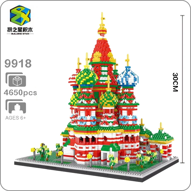 

New Bricks World Architecture Vasile Assumption Cathedral Church 3D Modle Mini Small Blocks Diamond Building Toys for Children