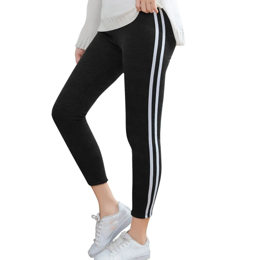 SAGACE, женские штаны в полоску с принтом, эластичные, для силовых упражнений, фитнеса и леггинсы для бега, спорта, женские, для фитнеса, трико, брюки#45 - Цвет: Black
