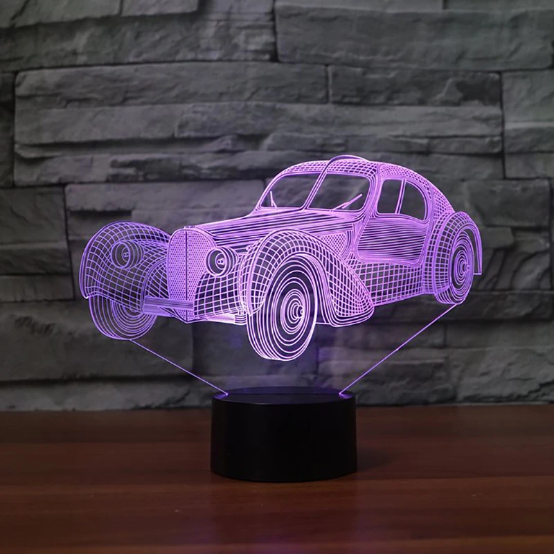 Винтажный автомобиль 3D светодиодный ночник RGB 7 цветов Изменение Настольная лампа фигурки 2905 дети дома рождественские игрушки