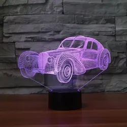 Винтажный автомобиль 3D светодиодный ночник RGB 7 цветов Изменение Настольная лампа фигурки 2905 дети дома рождественские игрушки