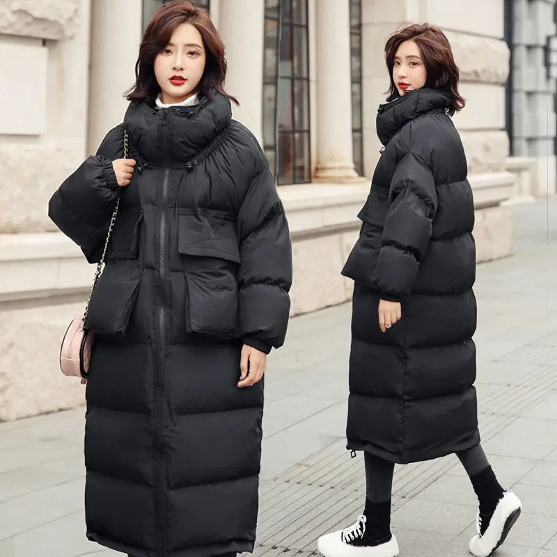 

INS Cotton-padded Clothes Women's Mid-length over-the-Knee Winter 2019 Korean-style CHIC Stand Collar Cotton Coat Students down
