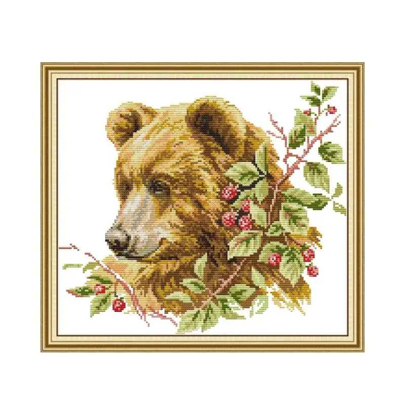 Набор для вышивки крестиком бурый медведь aida 14ct 11ct рукоделие сделай сам с